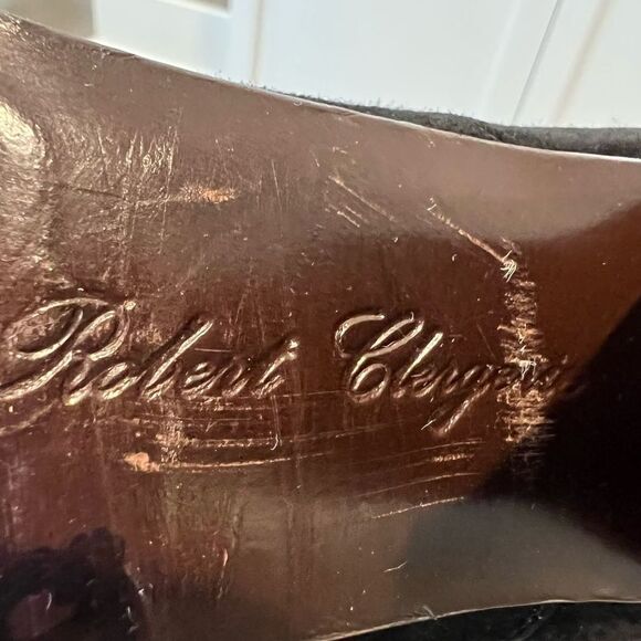 Robert Clergerie Black Boots Chunky Heel Suede Patent Leather Platform 6.5 - Picture 12 of 14